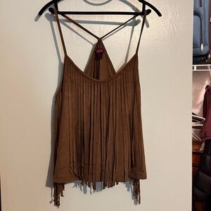 Brown Fringe Tank Top